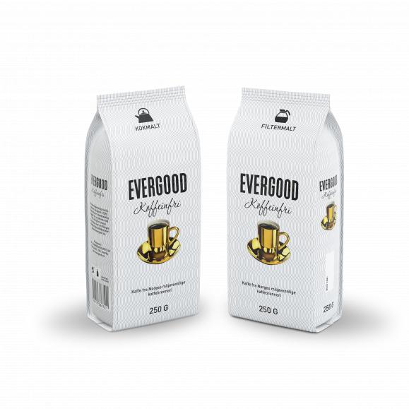To poser Evergood Koffeinfri, kokmalt og filtermalt